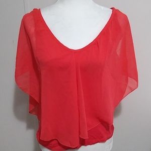 Coral Pink Sheer Top w Built in Tank Small Route 3